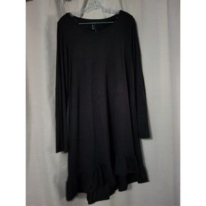 Black Hi-Lo Ruffle Hem Swing Dress